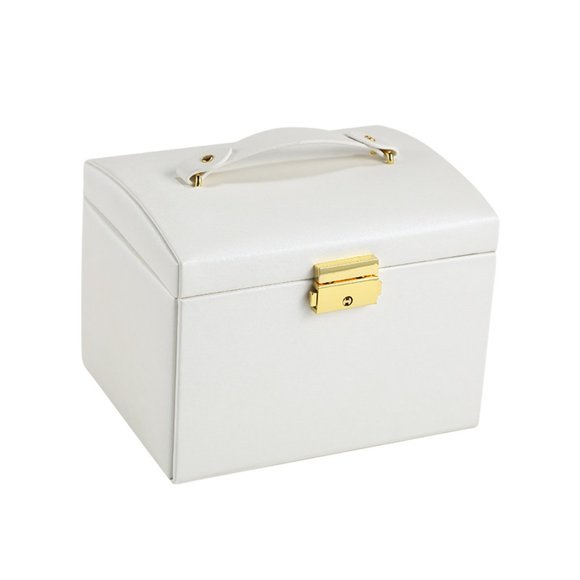 PU Leather Ladder Style Jewelry Box with Lock Mirror and Side Doors - Picture 3 of 7